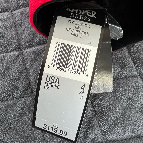 Kasper Blazer Dress Women 4 Red Jacket Suit Crepe Velvet Sheath old money C4 - Picture 8 of 11